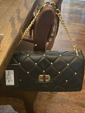 Badgley mischka Quilted Chain Shoulder Bag with Gold Studs